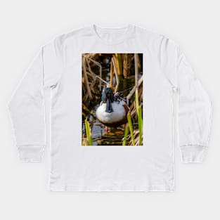 Male Northern Shoveler In The Reeds Kids Long Sleeve T-Shirt